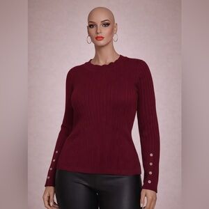 Liz Claiborne Ribbed Knit Sweater – Burgundy – Size Medium – NWT